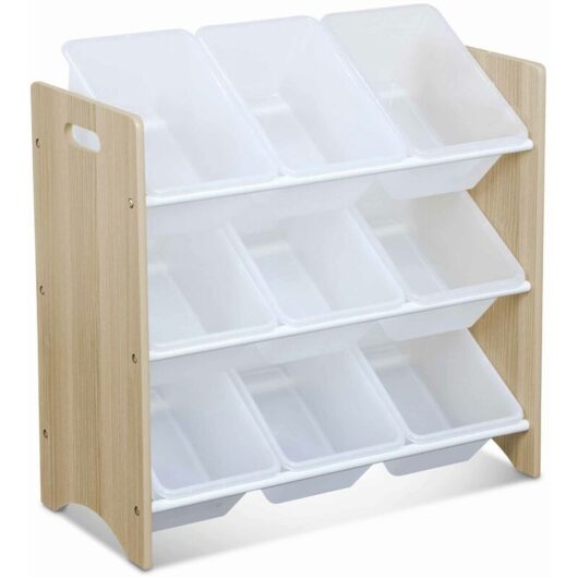 Children's toy storage unit with 9 baskets, Tobias, Natural, 64x29.5x60 cm