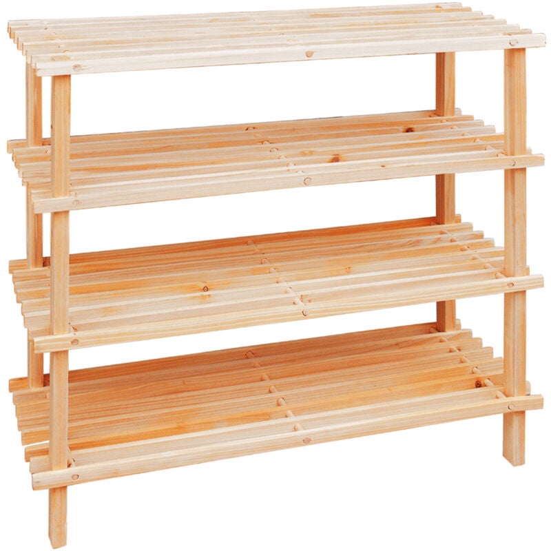 Interiors By Premier Durable 4 Tier Wooden Shoe Rack, Sturdy Shoe Stand For Home, Ample Storage Sneaker Organizer For Bedroom