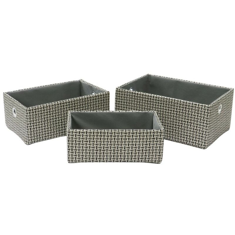 JVL - Silva Rectangular Fabric Storage Baskets, Set of 3, Grey