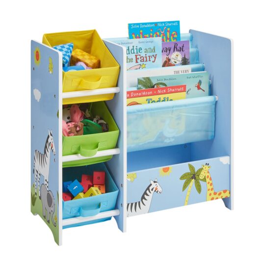 Liberty House Toys Book Display with 3 Storage Bins Savannah, Blue
