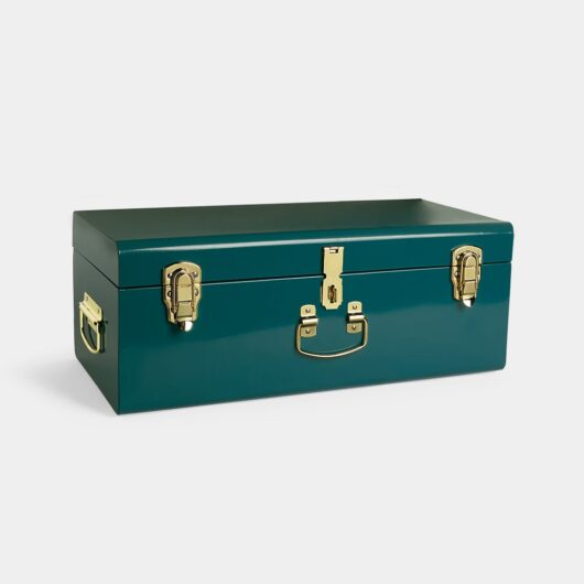 Teal Metal Storage Trunk