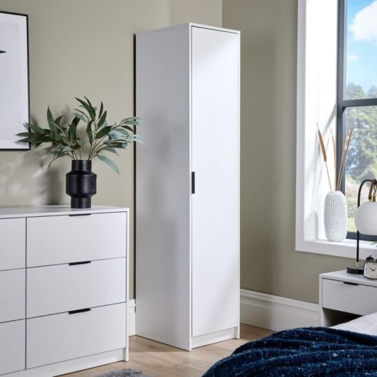 Wardrobe 1 Door Space Saving White Bedroom Home Furniture Clothing Storage Unit