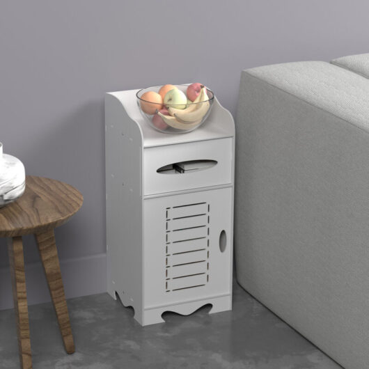 White Waterproof Bathroom Floor Cabinets,Cupboard Free Standing Cabinet Unit Bathroom Storage,Toilet Side Slim Cabinet Organizer Shelf,Home Furniture