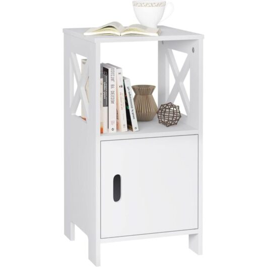 Woltu - 1x Narrow Bedside Table with 1 Open Compartment and 1 Compartment with Door. 30 x 60 x 30 cm. Modern Bedside Cabinet as Side Table Sofa Table