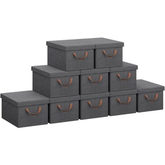 10x 36L Storage Boxes, Stackable Design Storage Chests Grey - Woltu