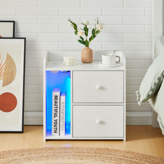 Clipop - Modern Multi-Functional Nightstand with usb Charging Ports and led Light Strip