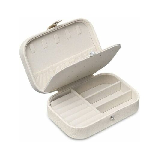 Hoopzi - Jewellery Box for Women, Jewellery Organizer Storage Case for Rings Earrings Necklace Bracelets Glitter White, Best Gift for Lady