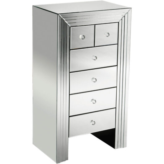 Interiors by Premier 6 Drawers Mirrored Chest, Modern chest of drawers, Spacious Storage Chest For Living Room, Drawer Chest