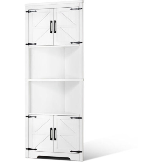 Mophorn - 68' Tall Corner Storage Cabinet, 6 - Tier Farmhouse Cabinet with 4 Wooden Doors & Adjustable Shelves, Freestanding for Living Room,