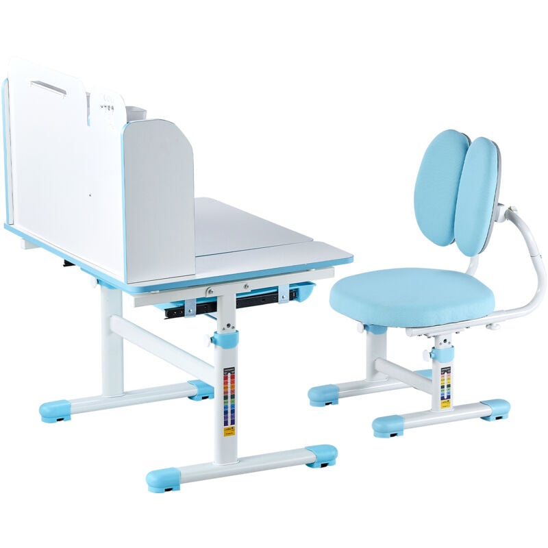 Mophorn - Kids Study Desk & Chair Set, Adjustable Height with Bookshelf & Storage Drawer, 0-40° Tilted Desktop, Study Table for Bedroom & Study Room,