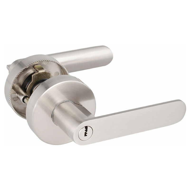 Dewdat - Door handle lock, aluminum door handle, for bedroom, cloakroom, storage room and office, lock size 60/70 mm, round, silver