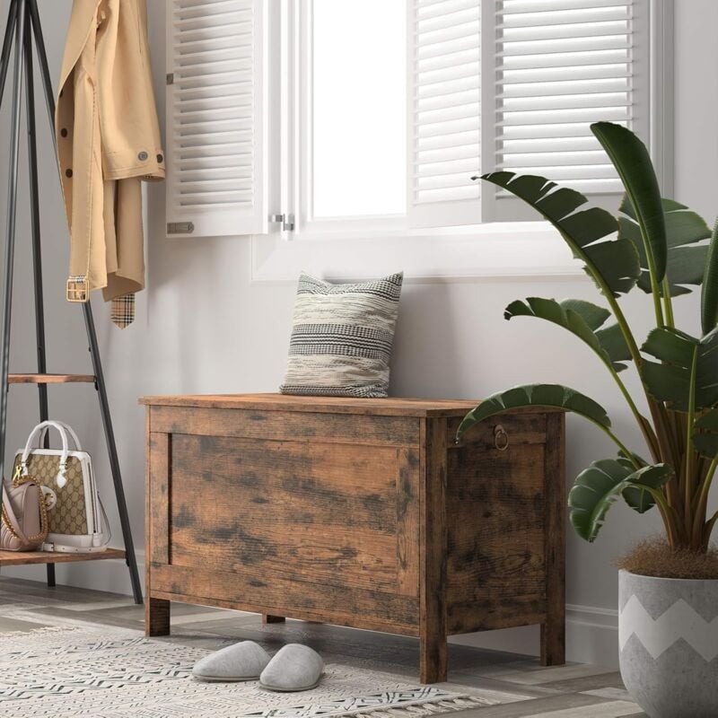 Hoobro - Storage Bench, Wooden Storage Chest Trunk, Bed End Storage Bench, Large Toy Chests with Lid, Toy Box Organizer Unit, Shoe Bench, Seat Chest,