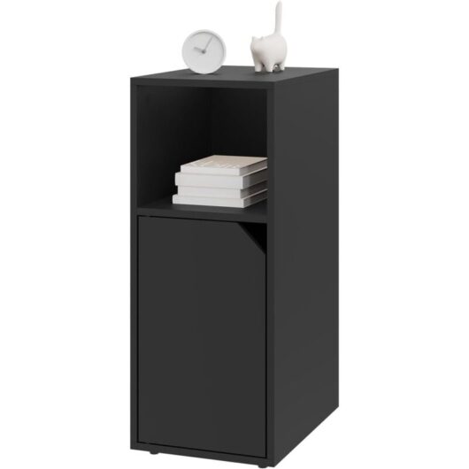 Woltu - 1x Bedside Tables Cabinet Slim Side Table Bedroom Furniture Nightstand Storage Black