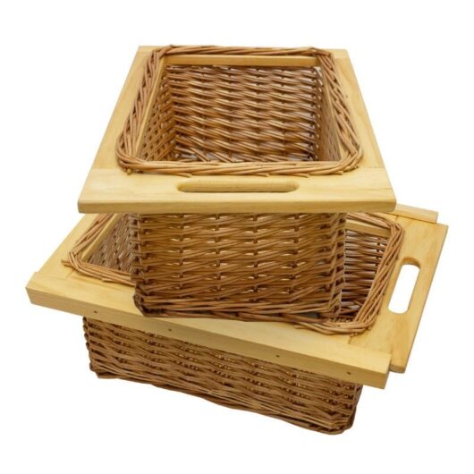 Monster Shop - Pull out Wicker Basket Drawer x 2 400mm Kitchen Storage Solution