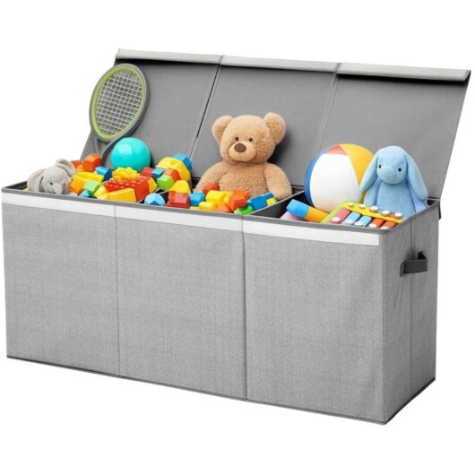 M.J COMFY-LIFE Toy Storage Box, 145L Large Foldable Kids Toy Chest & Box for Boys Girls, Toy Organiser with Flip-Top Lid & Handles, Childrens Storage