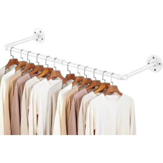 XJYMCOM Wall Mounted Clothes Rail 96cm Industrial Pipe Hanger Towel Rack Vintage Garment Bar Heavy Duty Wall Rail for Clothing Rod Hanging Display