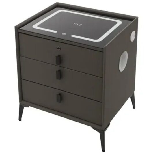 3-Drawer Bedside Table Storage Cabinet with Tri-colour LED Ambient Light for living room, office, bedroom, dormitory