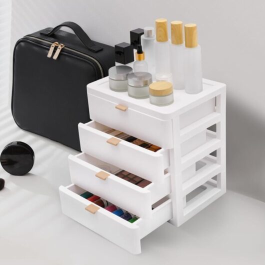 Cncest - Stackable Desktop Storage Drawers Plastic Unit White Makeup Drawer Organiser Stationery Desk Box With Multifunctional, Space Saving for
