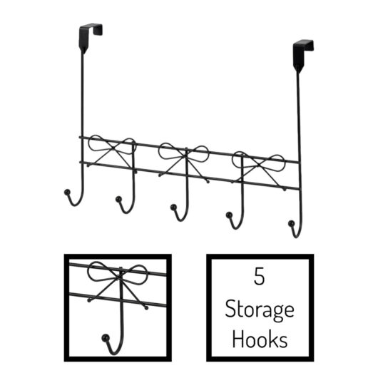 Set Of 2 Bows Black Over Door Storage Hooks