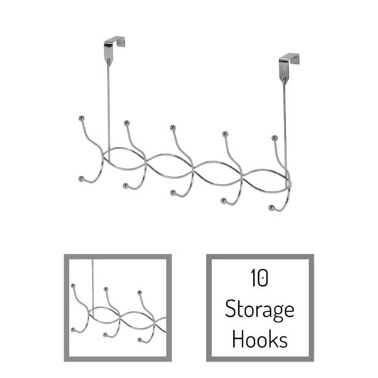Set Of 2 Waves Chrome Over Door Storage Hooks