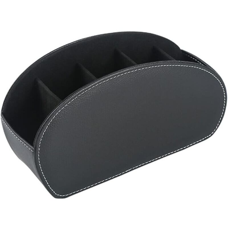 1 PU leather remote control holder, 5 compartments, multifunctional storage for TV remotes, air conditioner remotes, set-top box remotes and office