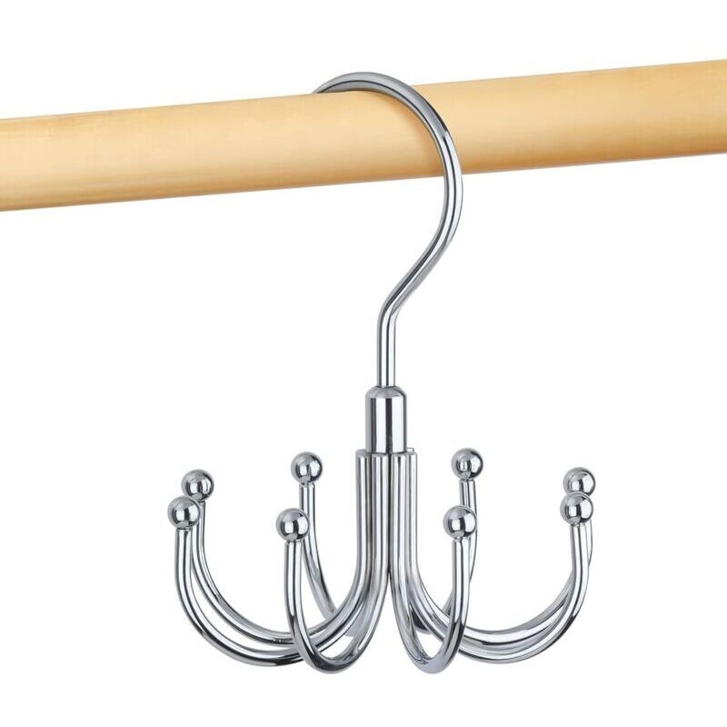 (11×11×14cm) Silver, 2 Units Rotating Metal Closet Belt Holders, Space Saving, Belt Storage, Tie Holder