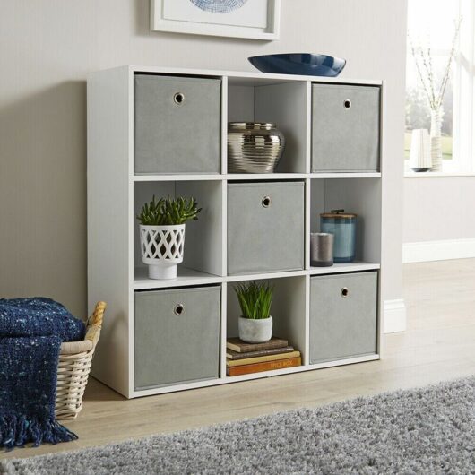 Home Source - Storage Cube 9 Shelf Bookcase Wooden Display Unit Organiser White Furniture