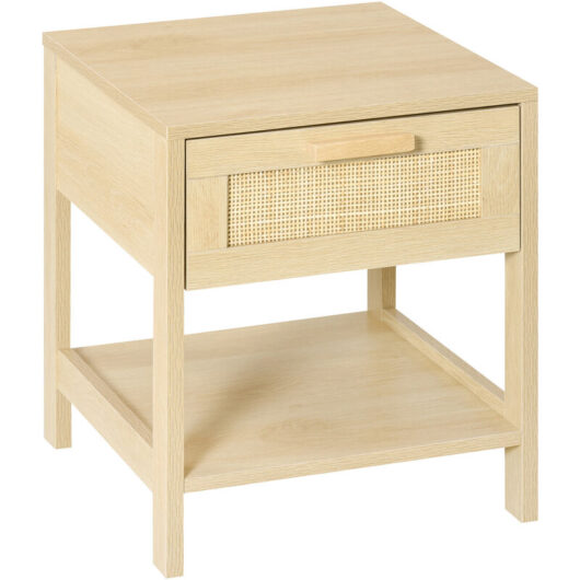 Nightstand Bedside Table End Table Storage Organizer w/ Drawer Shelf - Homcom