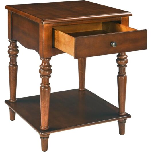 PADMA HOUSE End Table with Drawer and Storage Shelf, Solid Wood Sofa Side Table, Square Beside Table, Narrow End Table, Telephone for Living Room