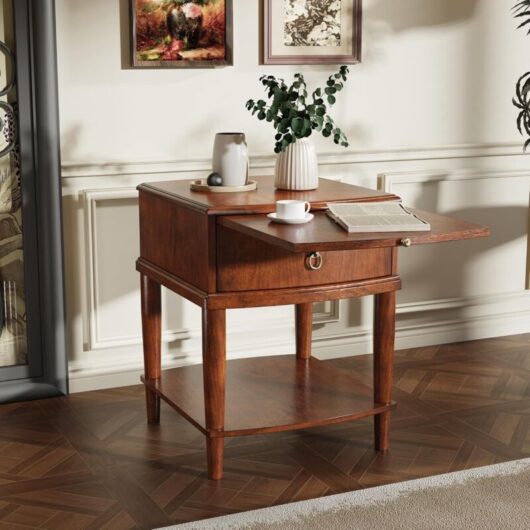 PADMA HOUSE Rectangle Coffee Table for Living Room, Traditional Tea Table with Storage Shelf, Solid Wood Rustic Center Table Caramel Brown, 50 50 60,5