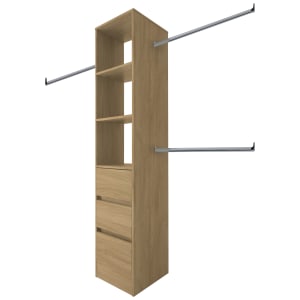 Spacepro Wardrobe Storage Kit Tower Unit with 3 Drawers Oak - 450mm