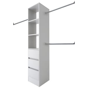 Spacepro Wardrobe Storage Kit Tower Unit with 3 Drawers White - 450mm