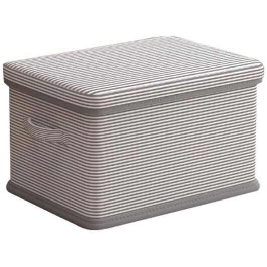 Storage Box with Lid, Clothes Organiser for Wardrobe, 50 x 40 x 33 cm, Foldable Fabric Storage Bin for Bedroom, Cupboard & Study Room