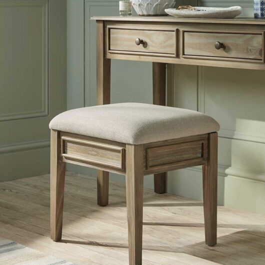 Camille Dressing Table Storage Stool - Limewashed