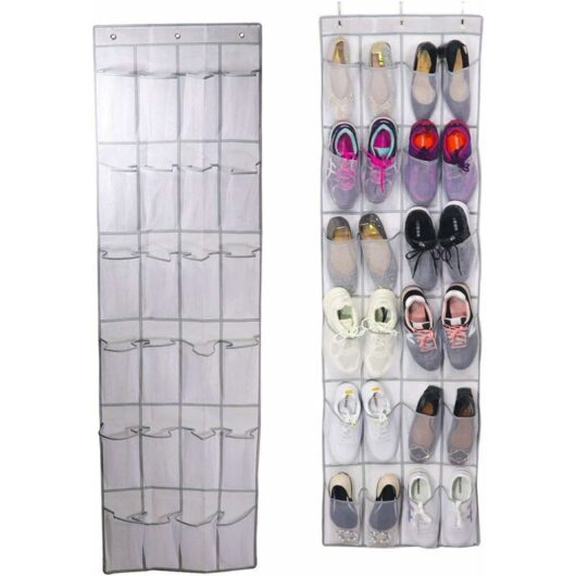 Hanging Shoe Organizer, Over-the-Door Shoe Hanger, Space-Saving Shoe Organizer for Doors, 24 Compartments, Kitchen, Closet, Bedroom, Home