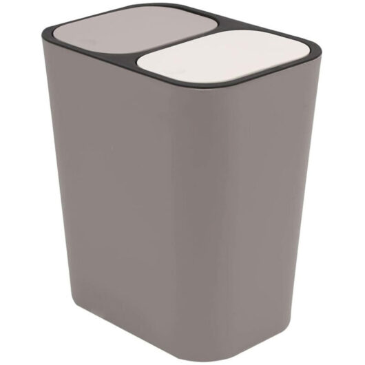 Holdfiturn Double Recycling Waste Bin Rectangle Plastic Trash Can Dual Compartment Garbage Storage Box Container Push-Button Rubbish Bin for Kitchen