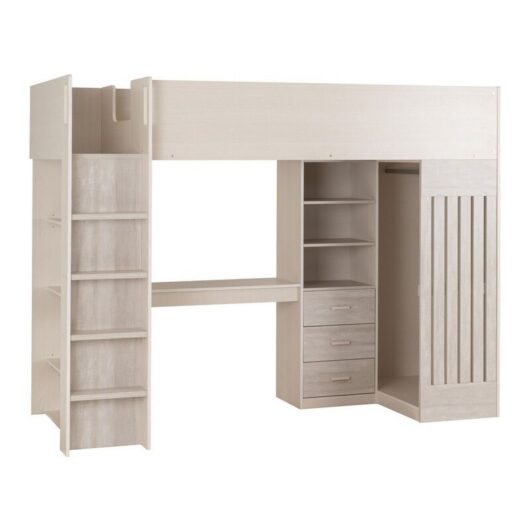 Jupiter High Sleeper Bed - L108.5 x W235 x H180.5 cm - White/Grey