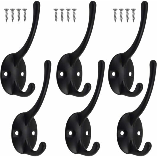 Norcks Rustic Coat Hooks, 6PCS Heavy Duty Clothes Hooks Vintage Wall Hat Hooks, Swan Neck Style Double Hole Standard Hooks With 12 Screws For