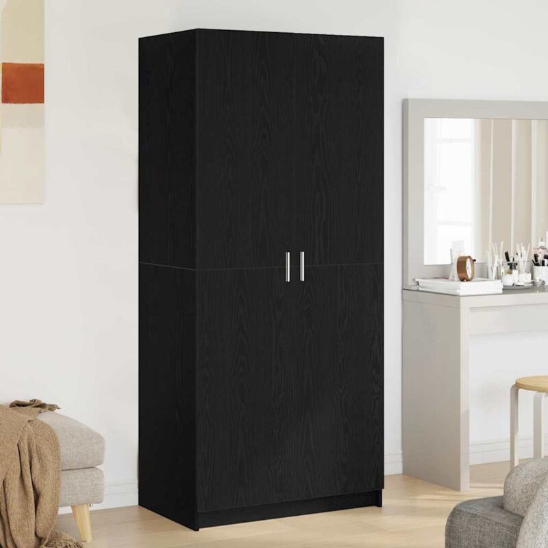Wardrobe with Storage Black 80 x 51 x 180 cm Engineered wood vidaXL