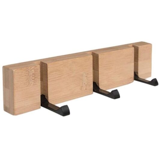 Wooden Wall-Mounted Coat Rack - Coat Hooks with 3 Folding Metal Hooks for Coats, Jackets, Hats, Bags, Hallway, Bedroom, Bathroom 30cm.